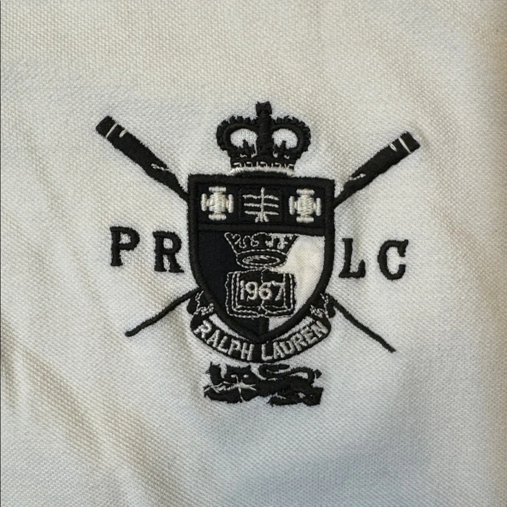 Polo Ralph Lauren mens 2XL XXL white black rowing club rugby polo shirt EUC